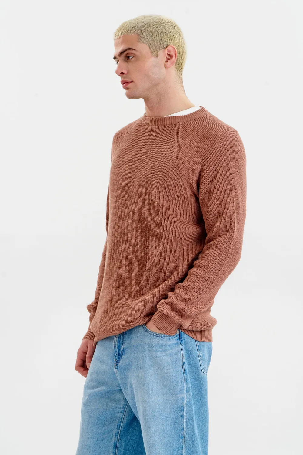 Komodo Fog Organic Cotton Pullover Kaffee Waffelstrick