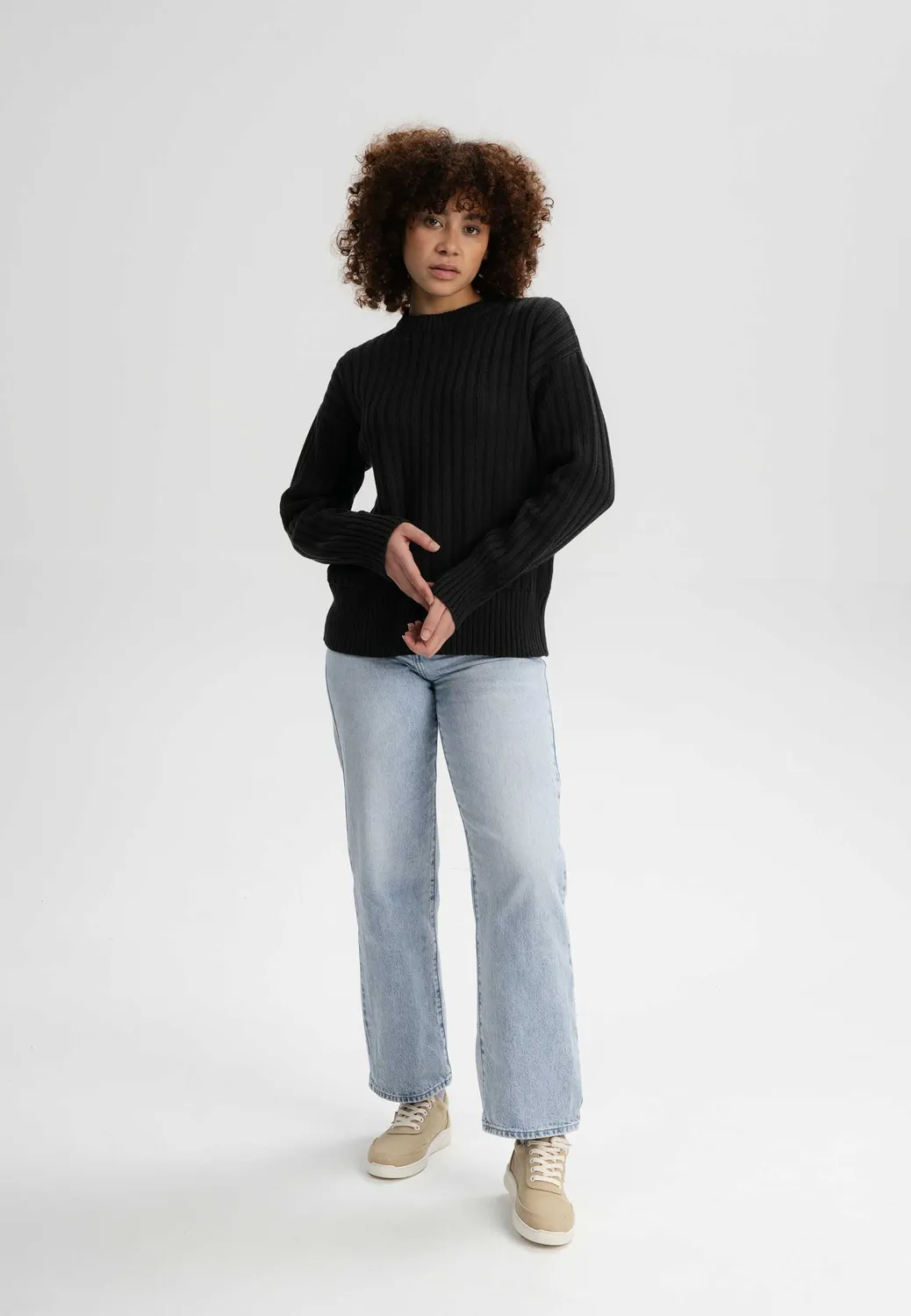 MELA ISHANI Strickpullover schwarz Bio-Baumwolle