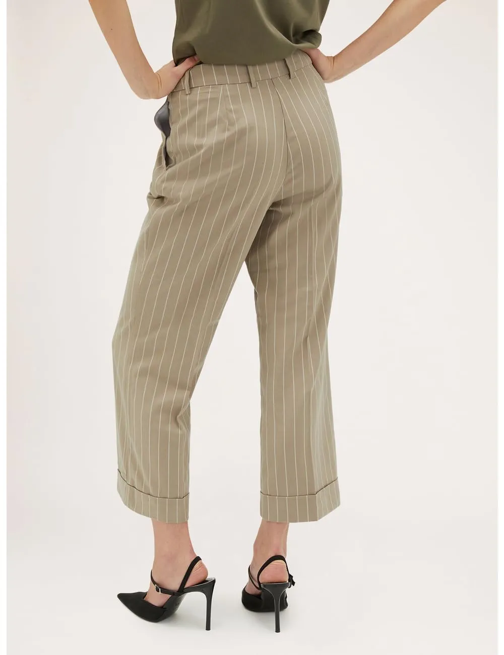Motivi Kick-Flare-Hose Nadelstreifen-Hose mit Aufschlag