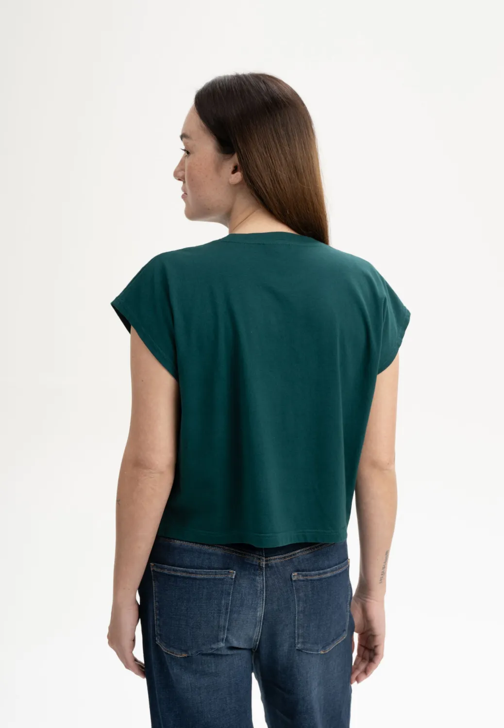 MELA BHAMINI Cropped T-Shirt weiß Bio-Baumwolle