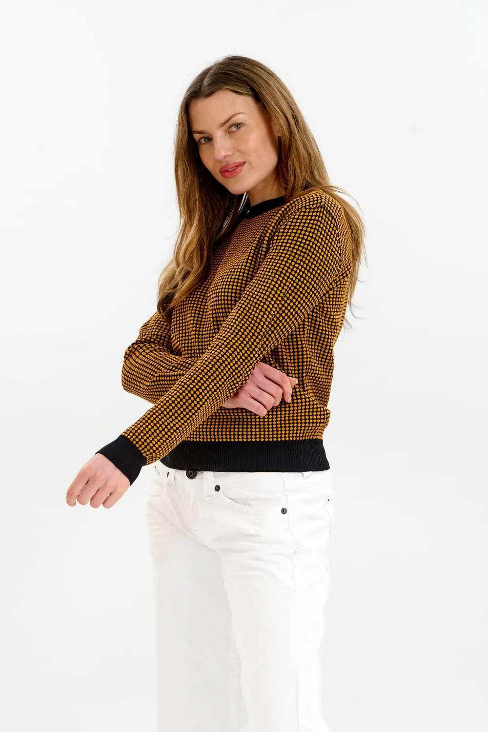 Komodo Hana Organic Cotton Pullover Schwarz Senf