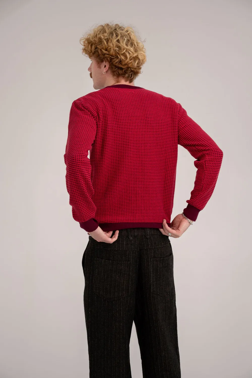 Komodo Hasan Organic Cotton Pullover Weinrot Slim Fit