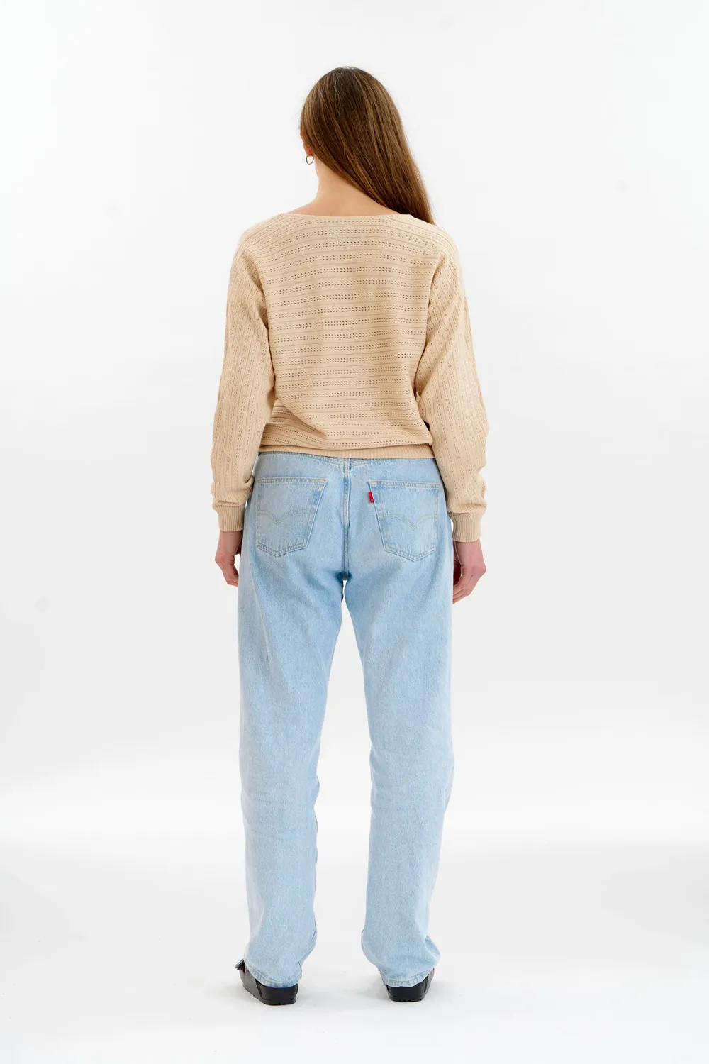 Komodo Pia Pullover Creme Bio-Baumwolle Lochstrick