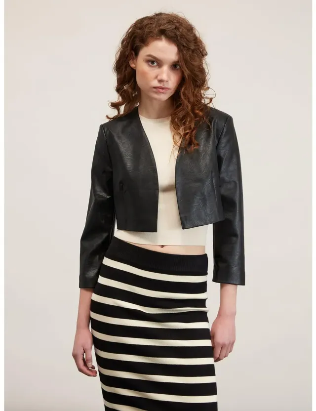 Motivi Bolero-Jacke beschichtet Dreiviertelarm