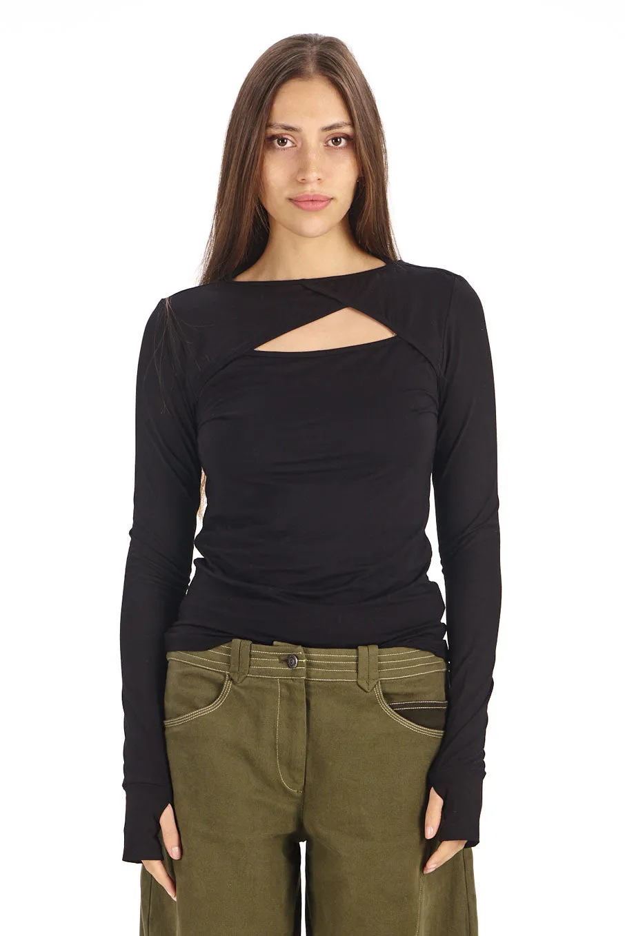 KOMODO CHAI Top Schwarz Modal Stretch