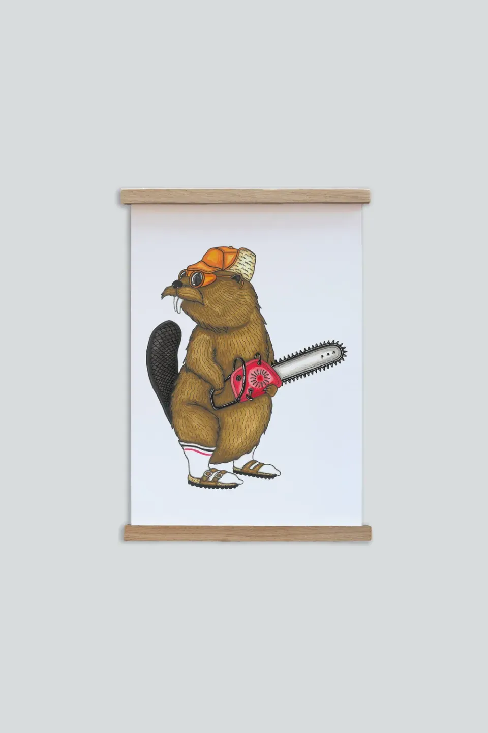 LAKOR Lazy Lumber Poster Weiß Biber Motiv