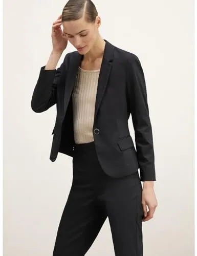 Motivi Kurzer Einreihiger Blazer Baumwolle Revers