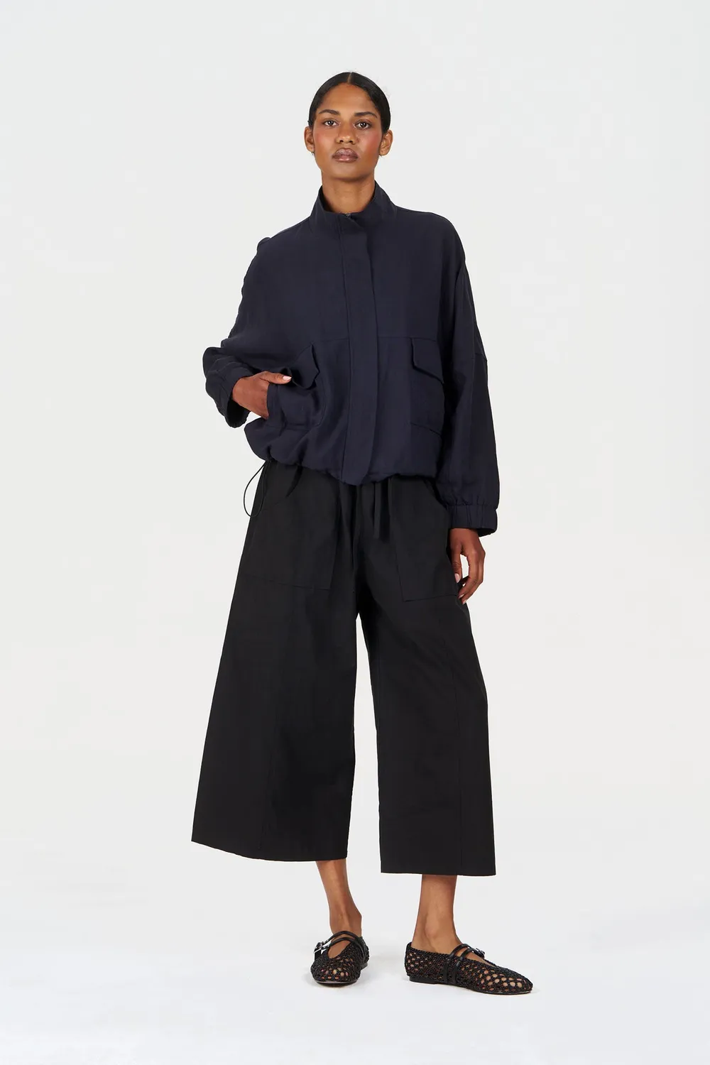 Komodo Koko Jacke Navy Tencel-Leinen
