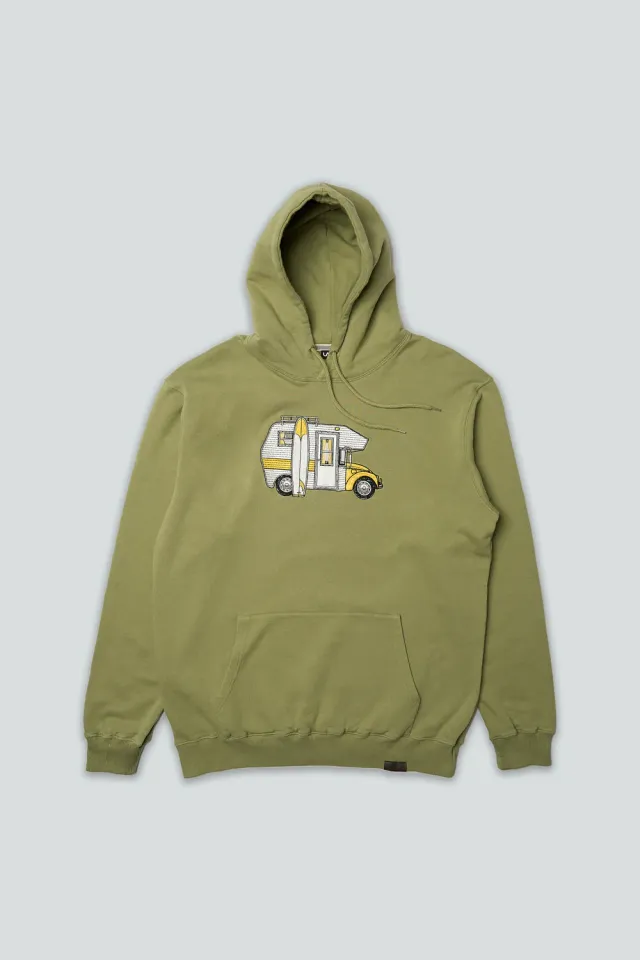 LAKOR Camper Car Hoodie Oil Green Bio-Baumwolle