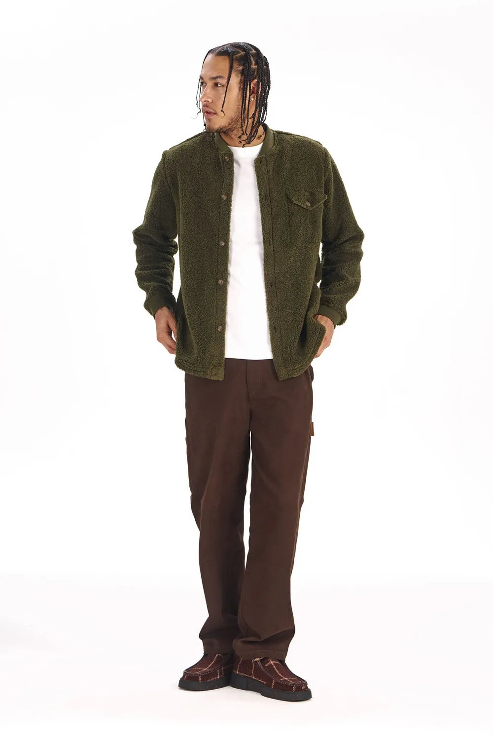 Komodo Cole Overshirt Fleecehemd Khaki recycelt