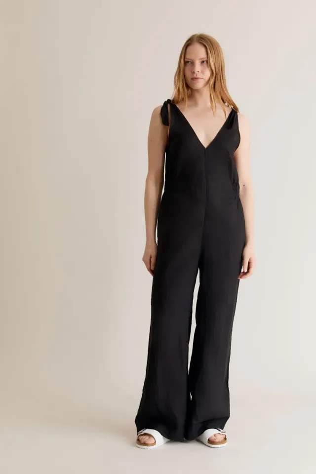 Komodo Floss Jumpsuit Schwarz aus Bio-Leinen