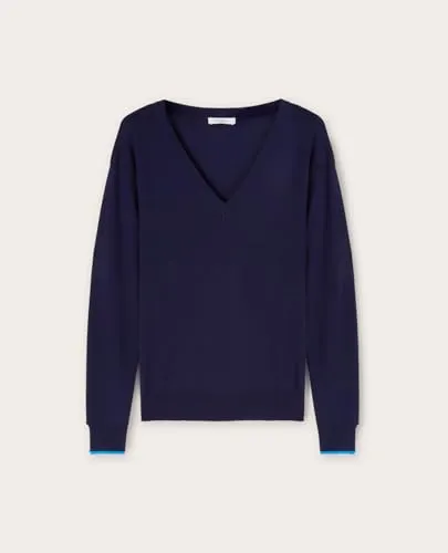 Motivi Spring Summer 24 Streifenpullover V-Ausschnitt Viskose