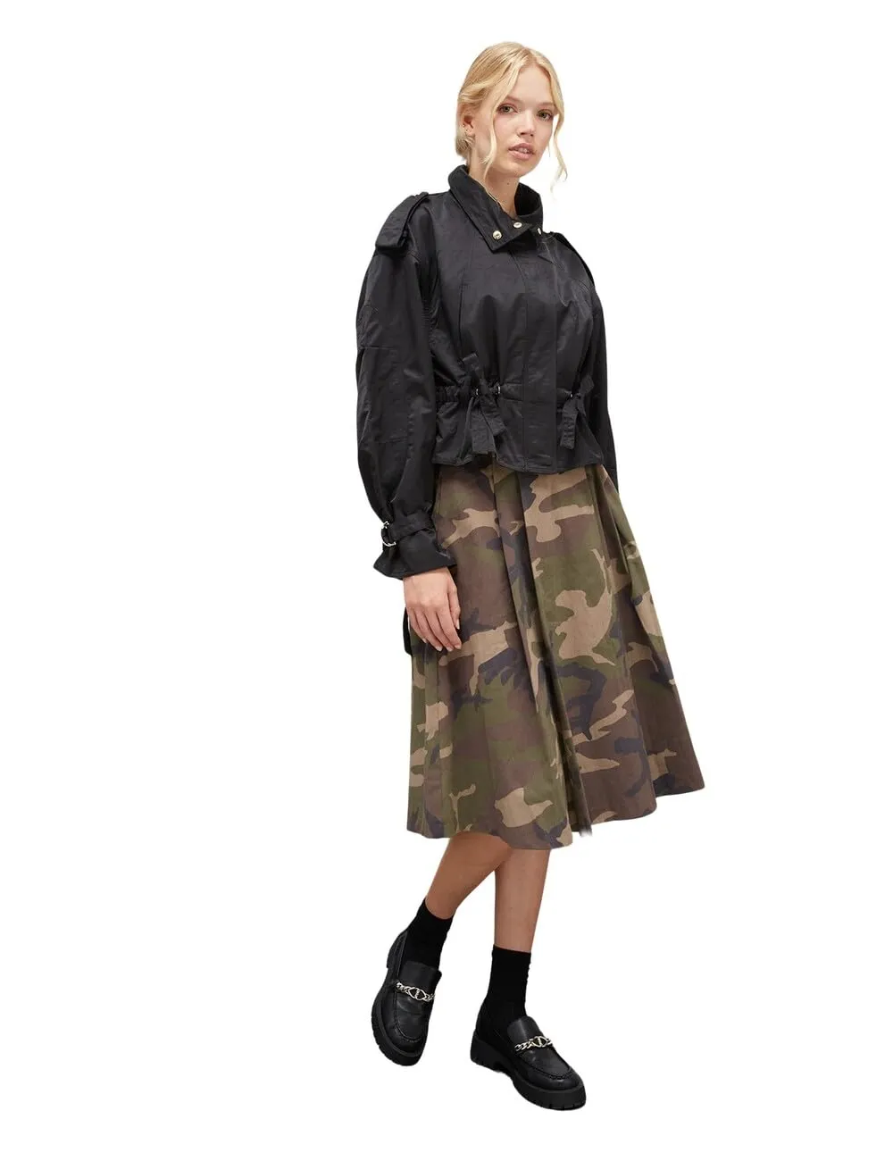 motivi kurze Windjacke S schwarz Tunnelzug Stehkragen