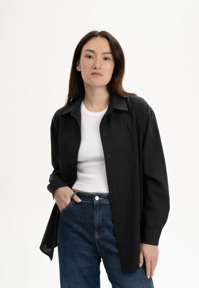 MELA NAITEE Bluse holzkohle schwarz aus Baumwolle