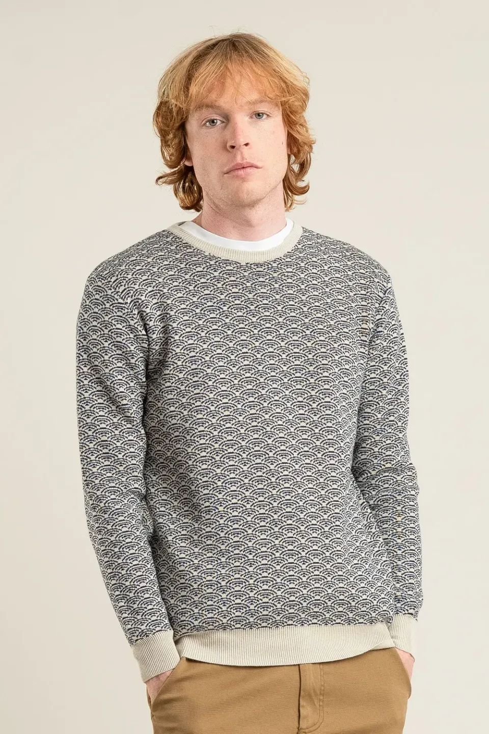 KOMODO HAKKU Pullover Off White Bio-Baumwolle Regular Fit