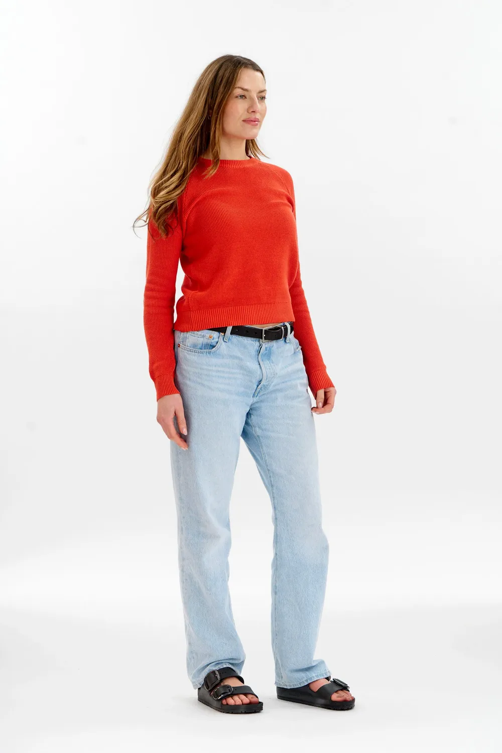 KOMODO FOG Pullover Rot Bio-Baumwolle Waffel