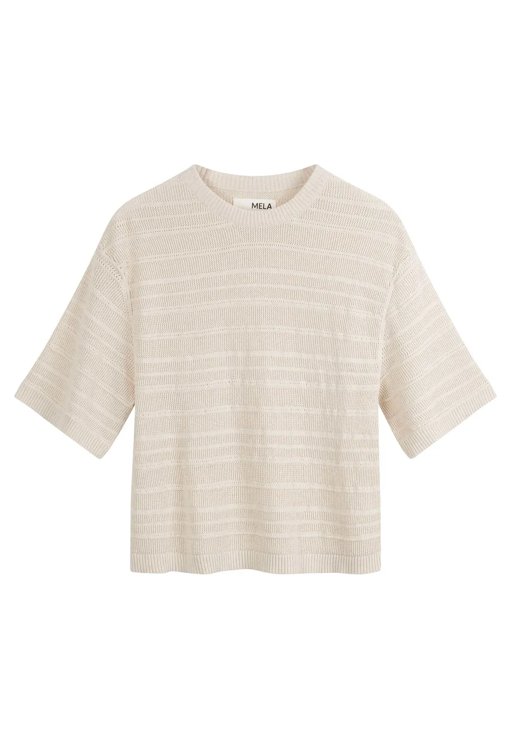 MELA Style AROHI Strick T-Shirt cloudy blue aus Baumwolle