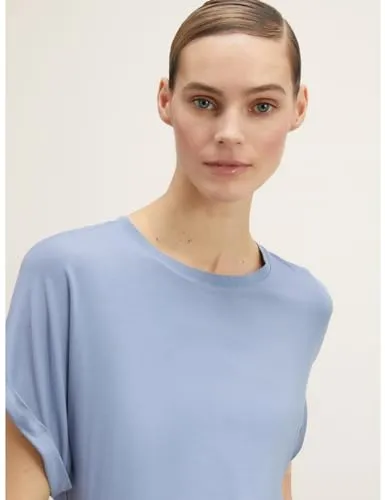 Motivi Oversize T-Shirt Viskose-Jersey Lurex-Ausschnitt