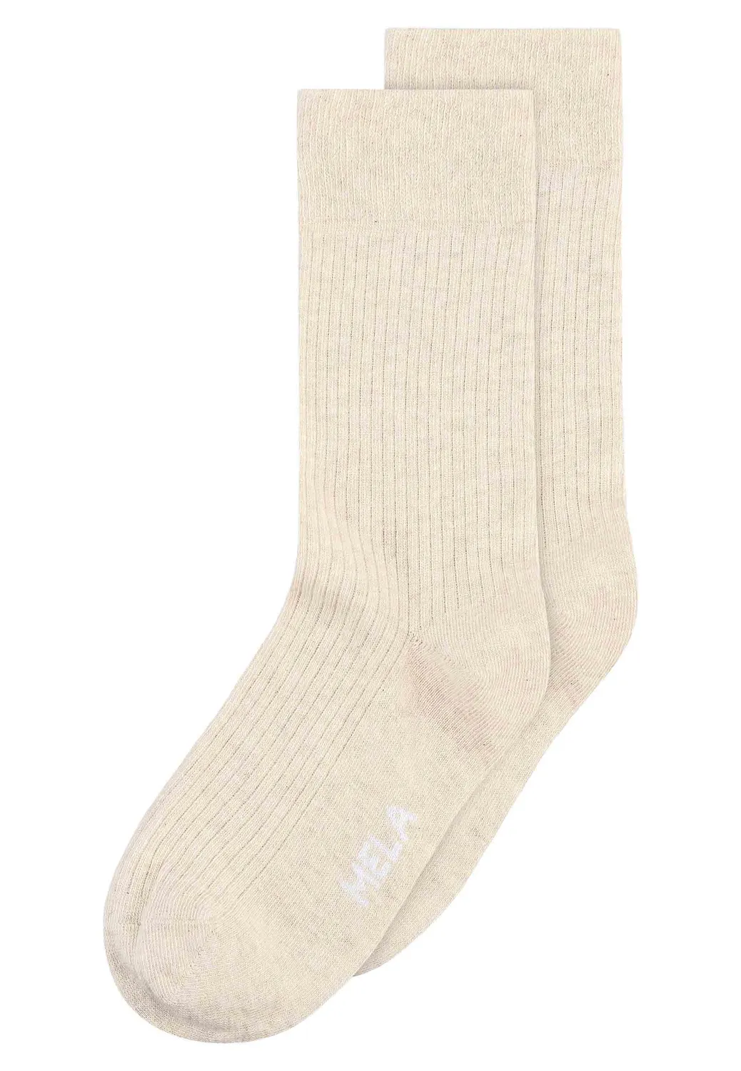 MELA Gerippte Socken 2 Paare weiß 39-42 Bio-Baumwolle