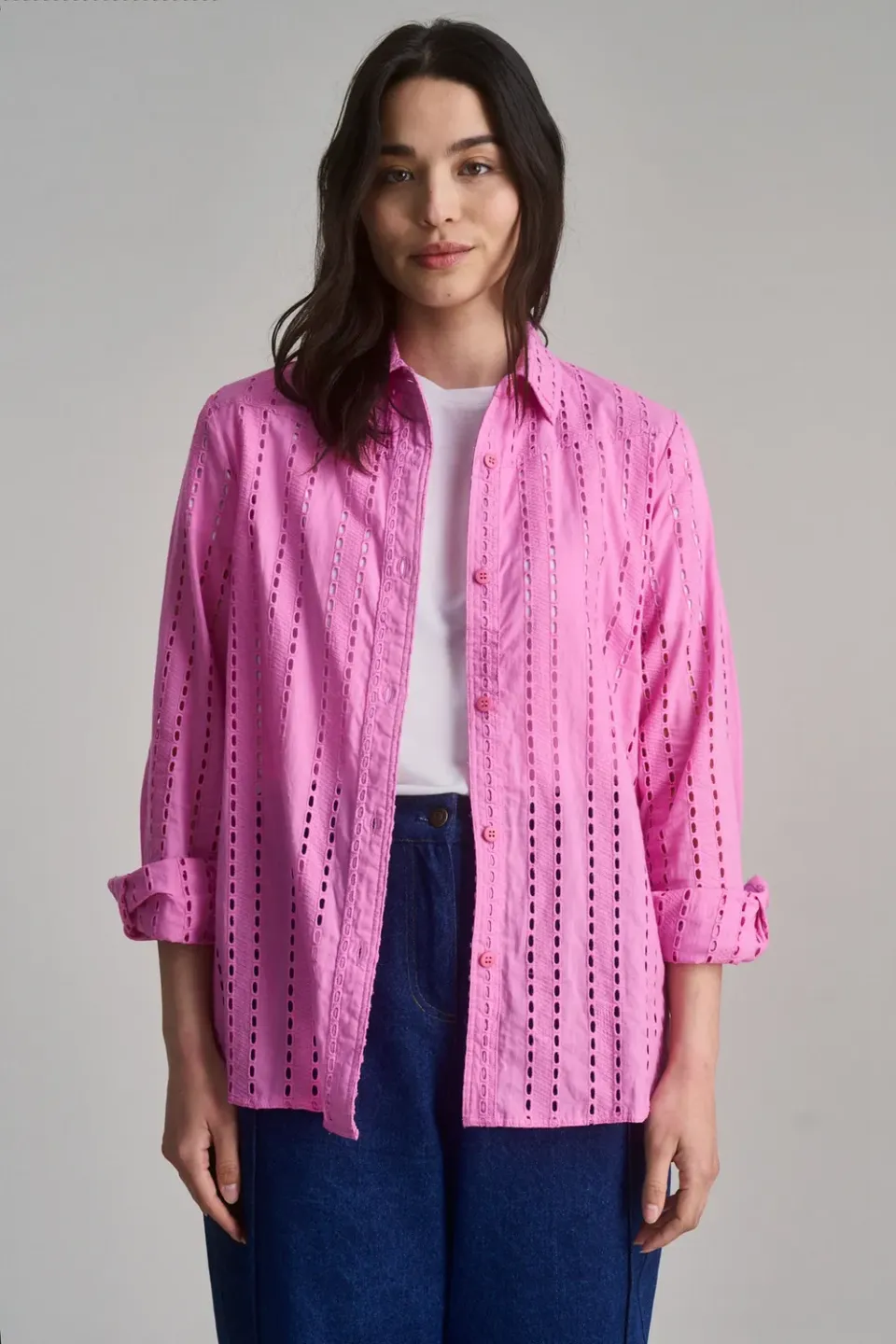 KOMODO RIO Bluse Pink aus Bio-Baumwolle Broderie