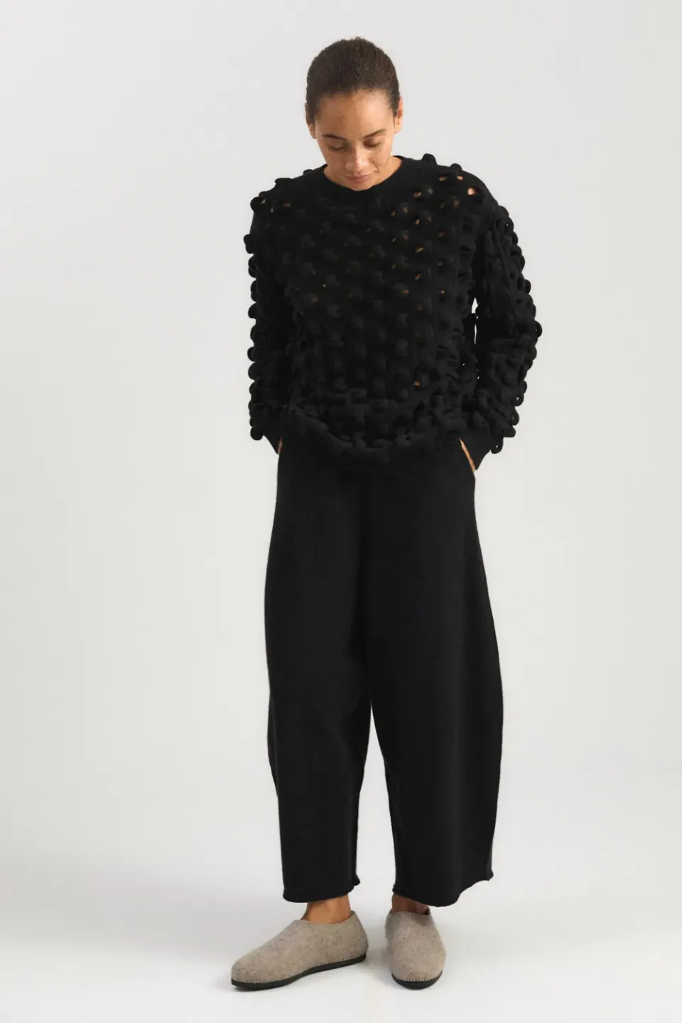 Oyuna Maxi Strickhose Schwarz aus Kaschmir