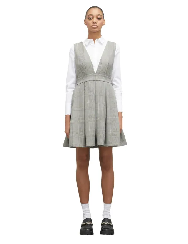 Motivi Karo-Kleid Freizeitkleid mit Kellerfalten