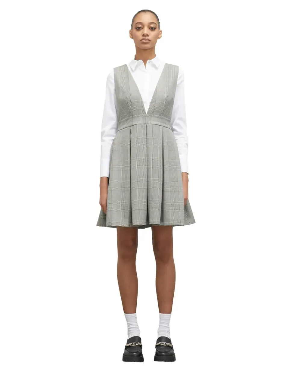 Motivi Karo-Kleid Freizeitkleid mit Kellerfalten