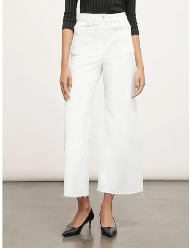 Motivi Cropped-Hose Fransensaum Baumwolle High Waist