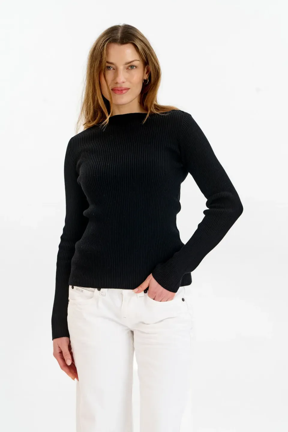 Komodo Wasabi Rippen-Top Schwarz Bio-Baumwolle