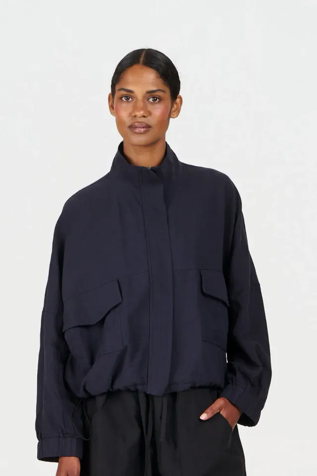 Komodo Koko Jacke Navy Tencel-Leinen