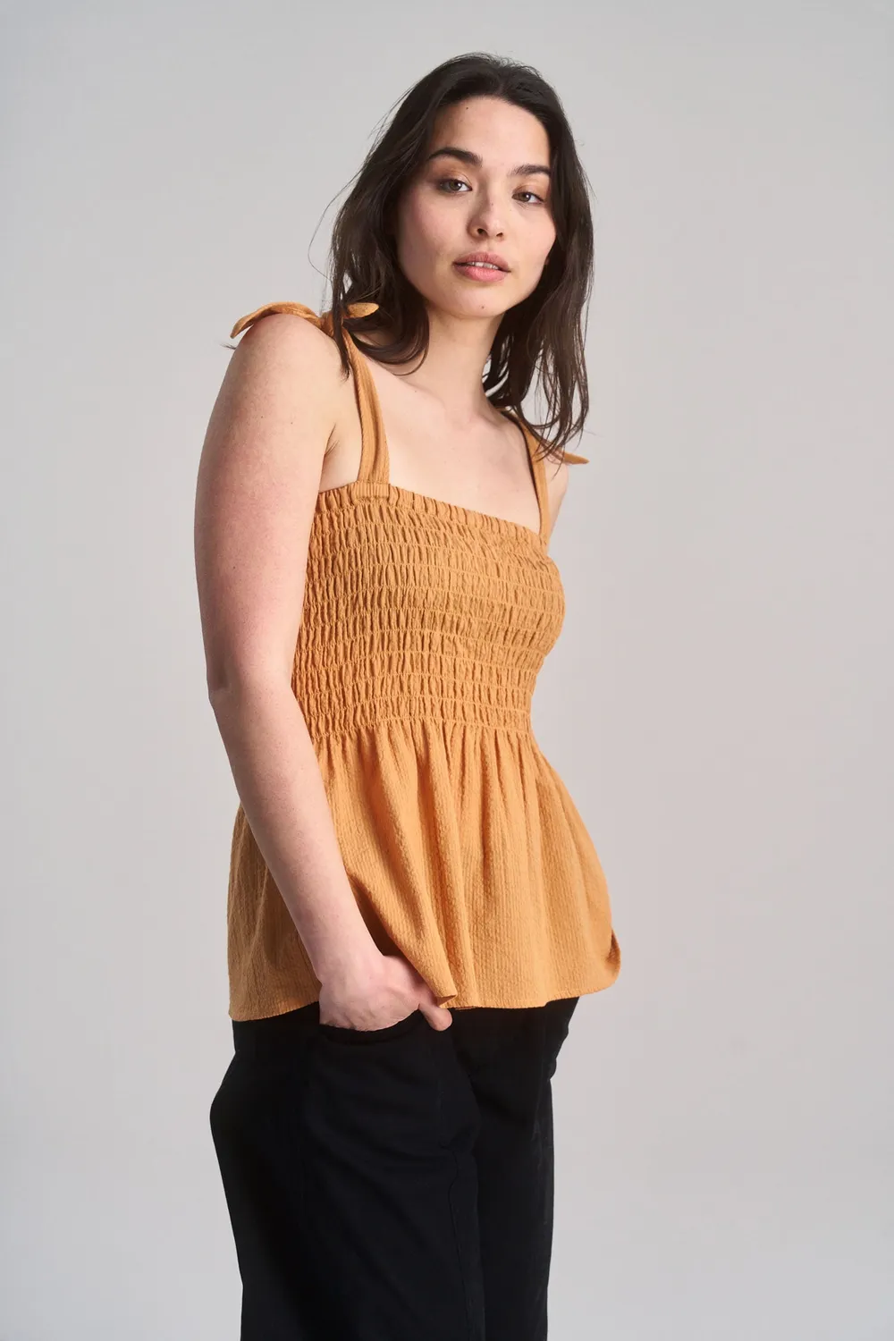 KOMODO GAIA Top Orange Seersucker Bio-Baumwolle