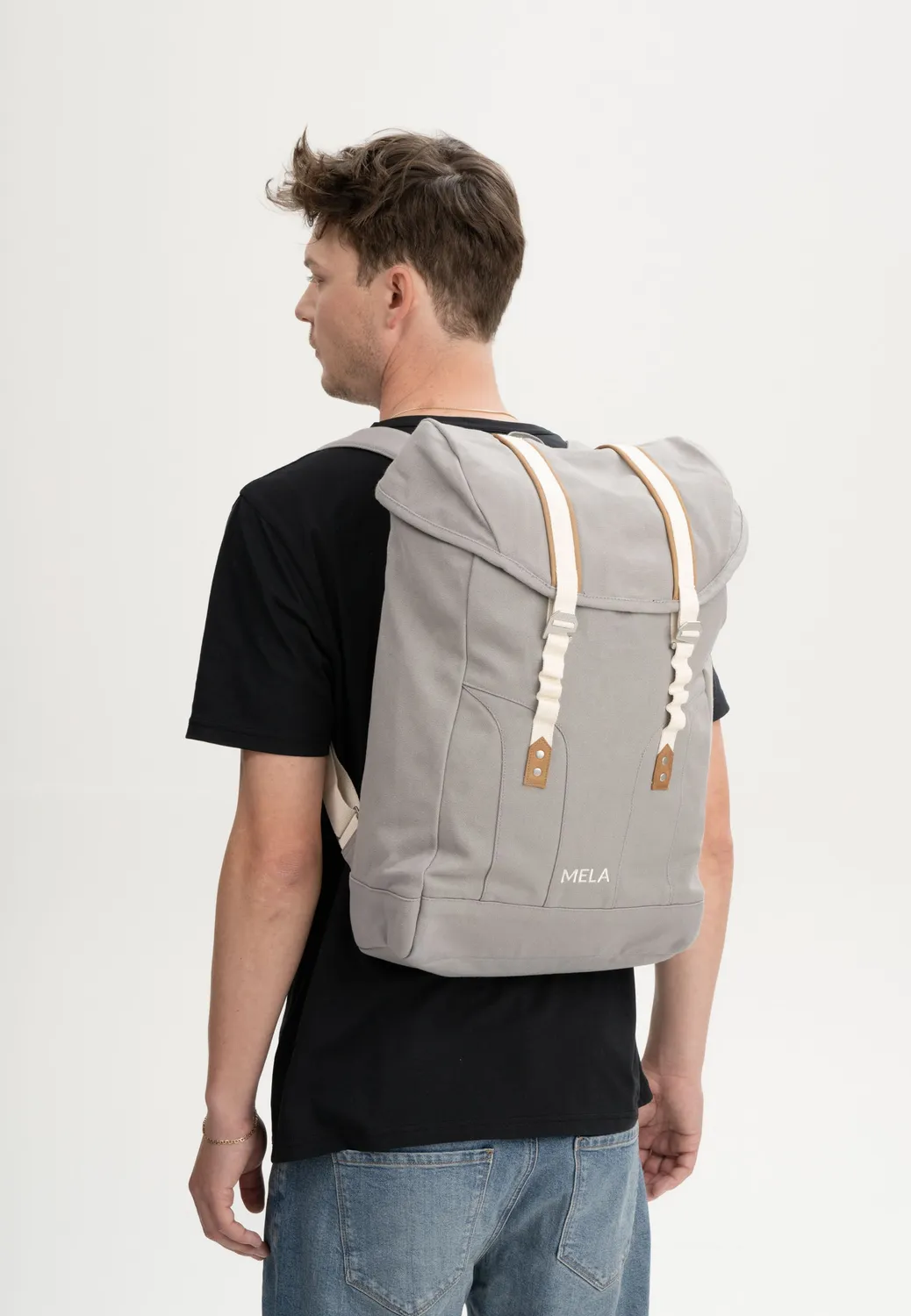 MELA V Rucksack aus Bio-Baumwolle burgunderrot Laptop
