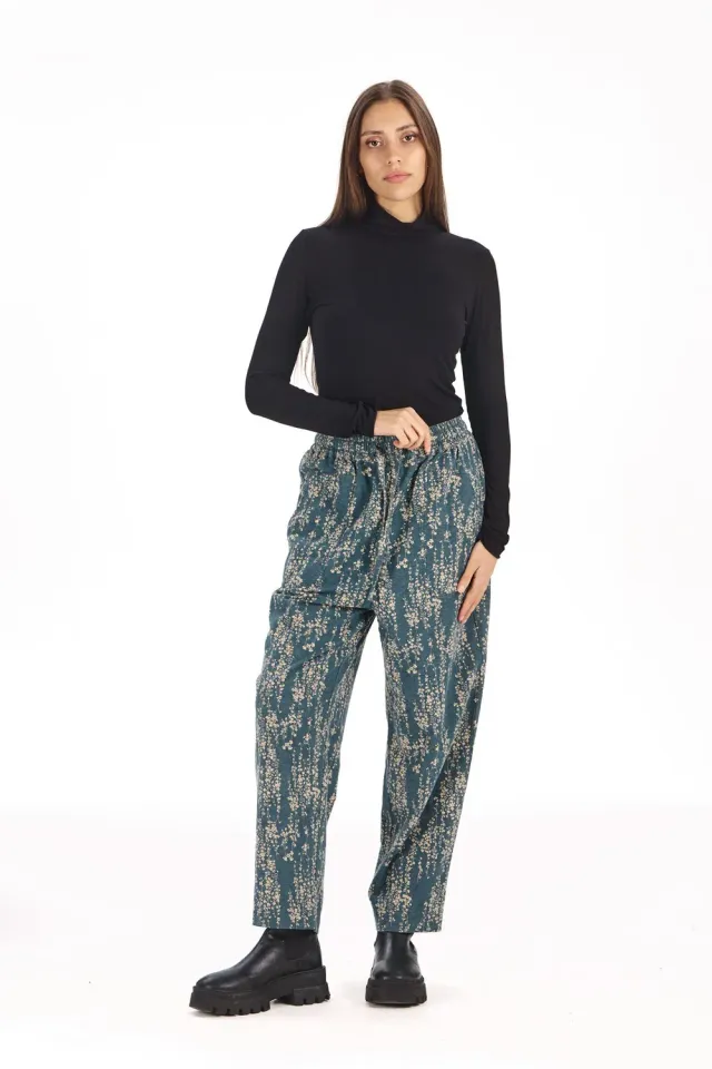 Komodo Dream Hose Blue Floral Bio-Baumwolle tapered