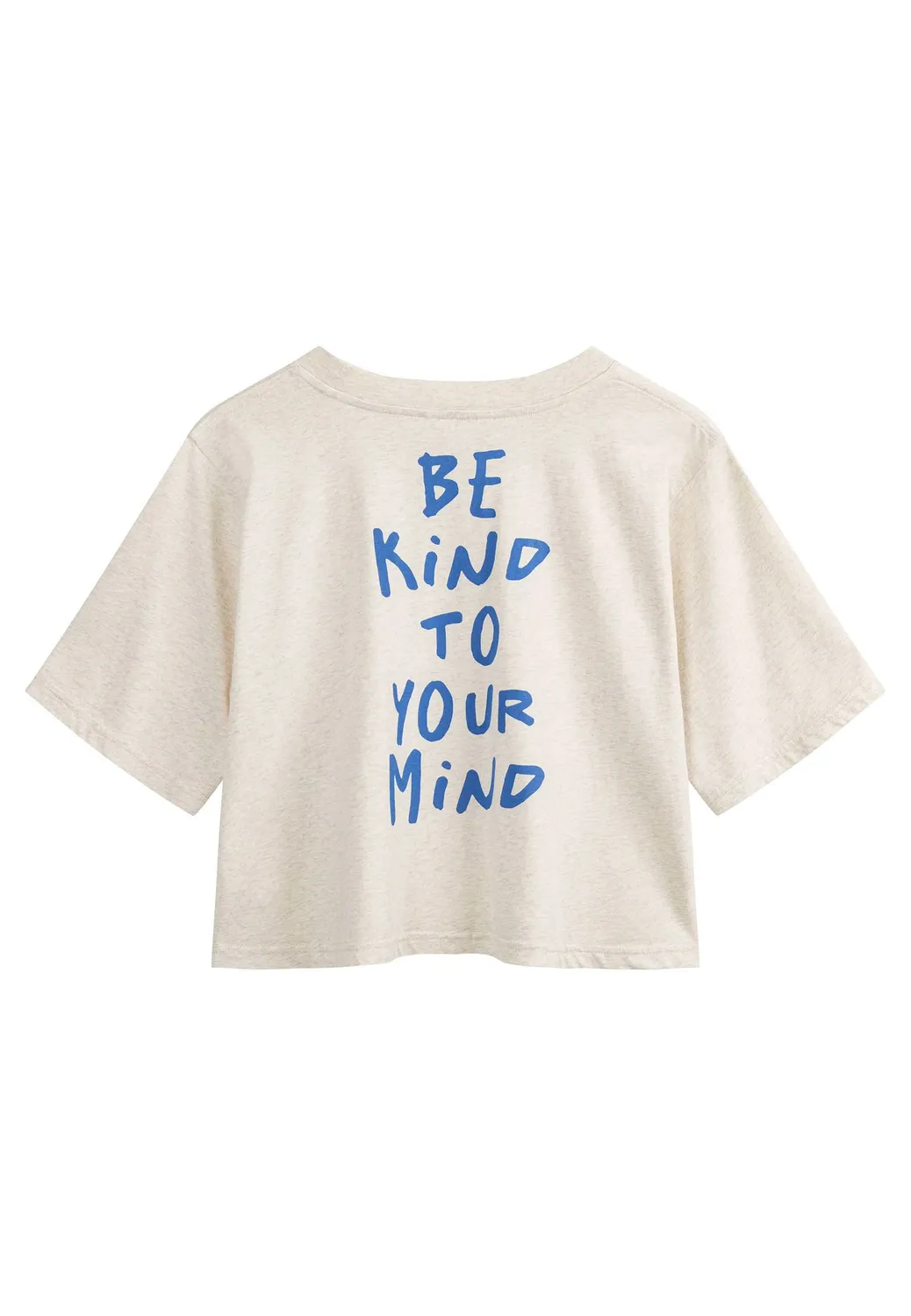 MELA Desna Cropped T-Shirt cream be kind Print Bio