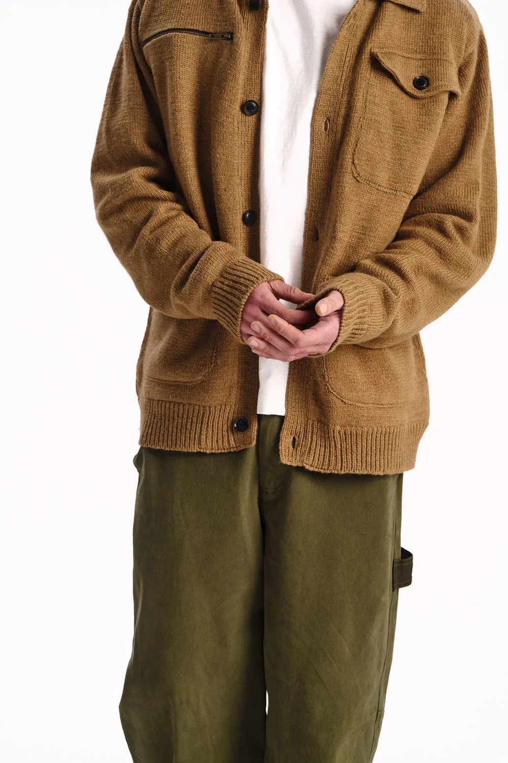 KOMODO WOLFIE Strickjacke Camel Herren Lambswool