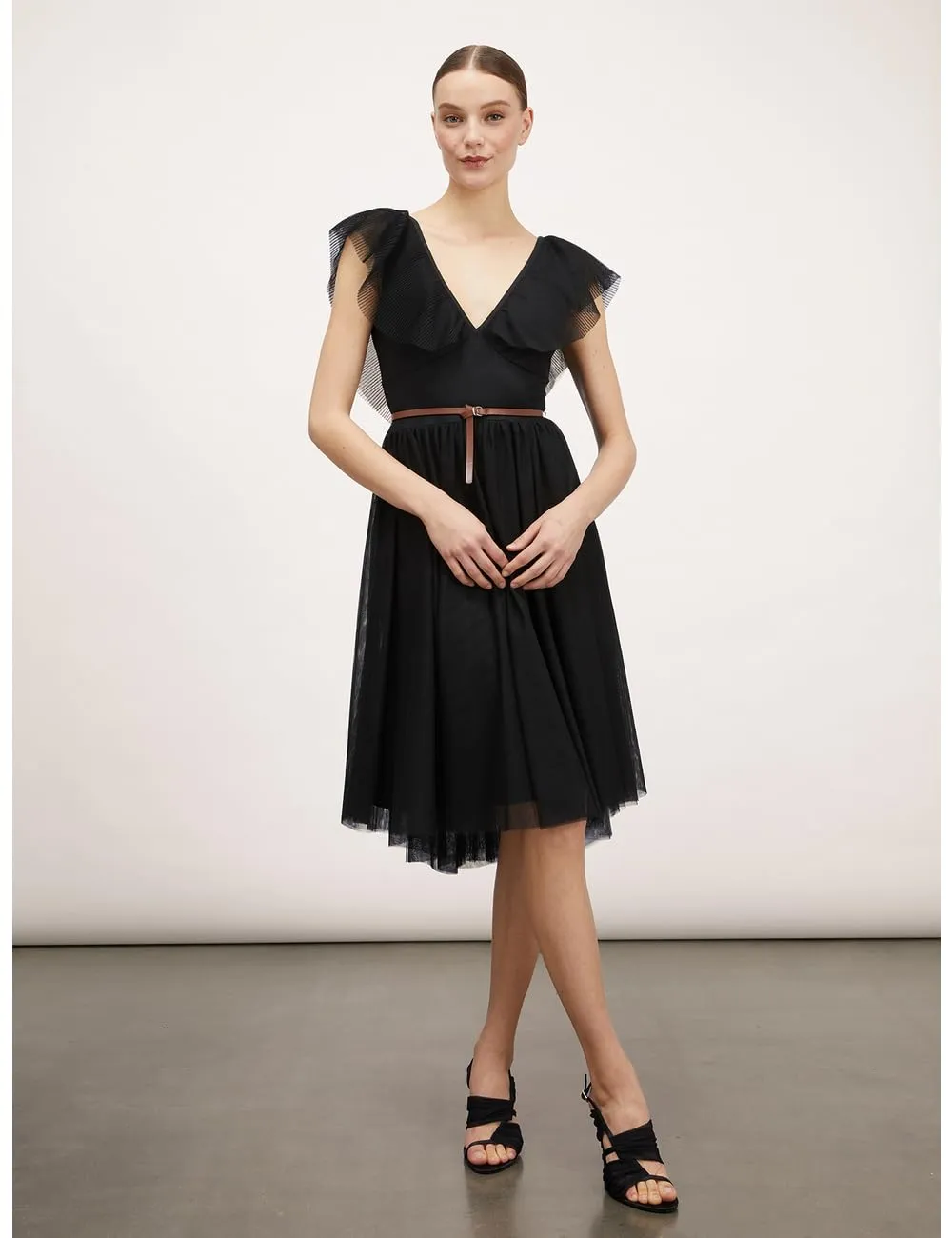 Motivi Spring Summer 24 Tüll Kleid kurz mit Plissee