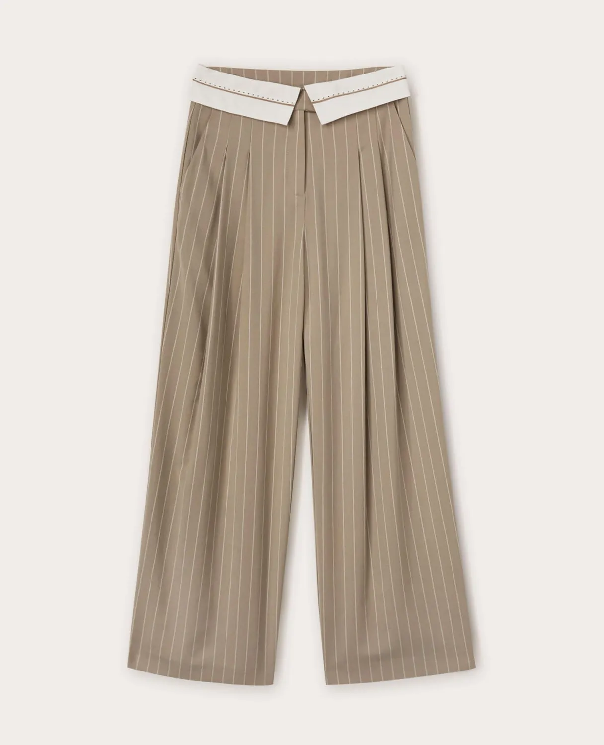 Motivi Nadelstreifen-Hose weit mit Gürtel Viskose