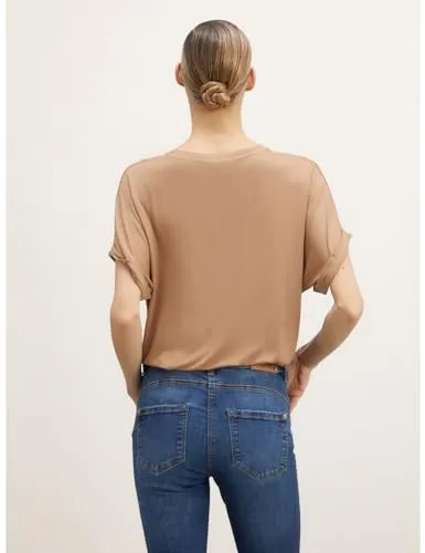 Motivi Oversize T-Shirt mit Lurex-Ausschnitt