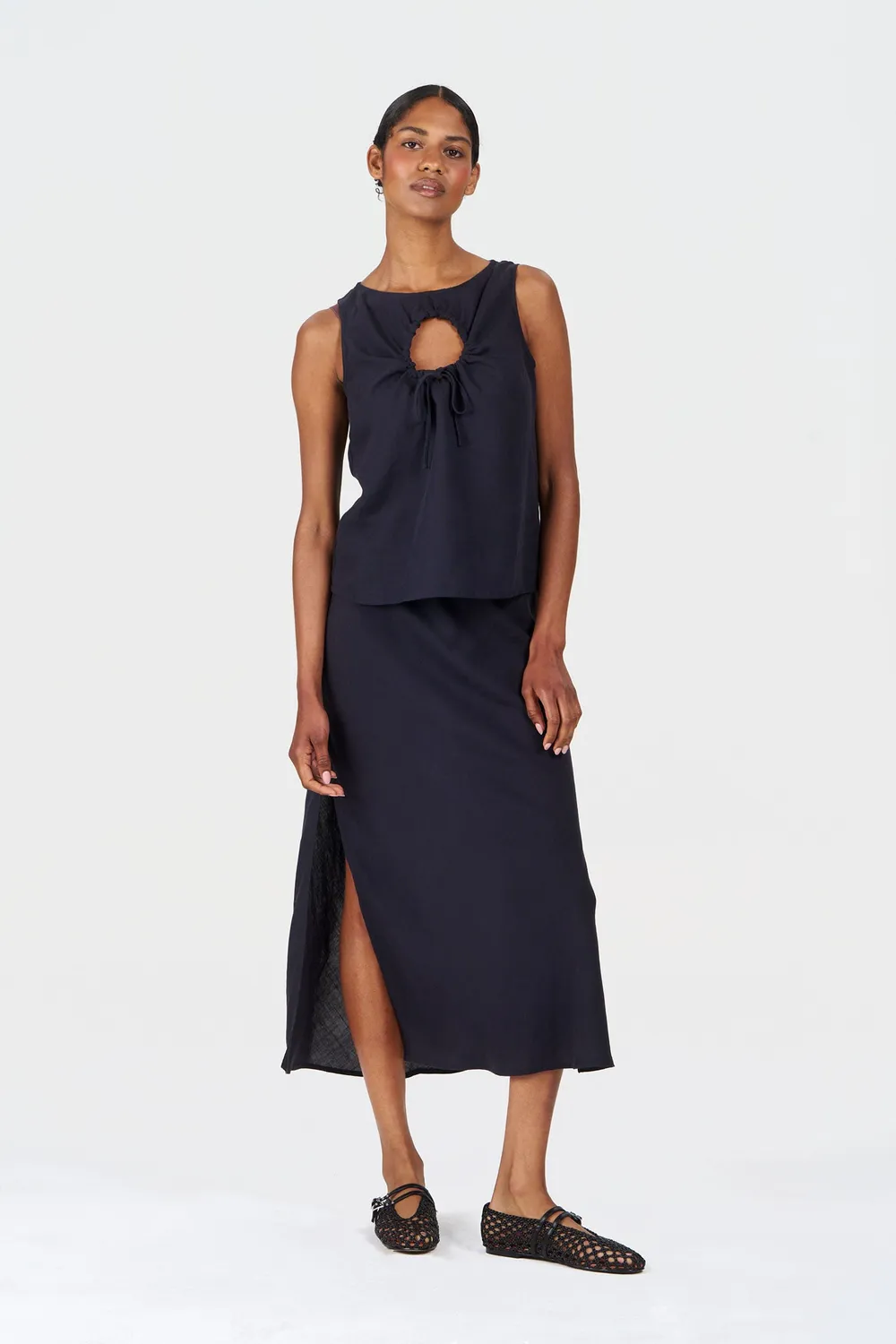 KOMODO ZIZI Top Navy Tencel-Leinen atmungsaktiv