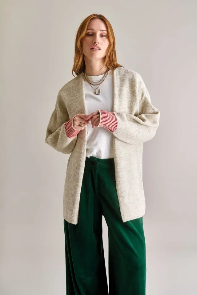 KOMODO AMELIA Strickjacke Natural Gr. 42 aus Lammwolle