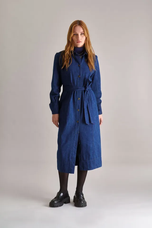 KOMODO HARITI Organic Denim Jeanskleid Bio-Baumwolle dunkel