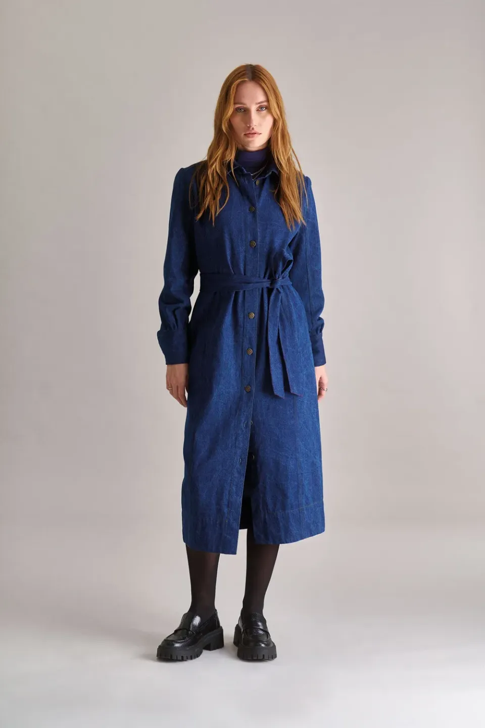 KOMODO HARITI Organic Denim Jeanskleid Bio-Baumwolle dunkel