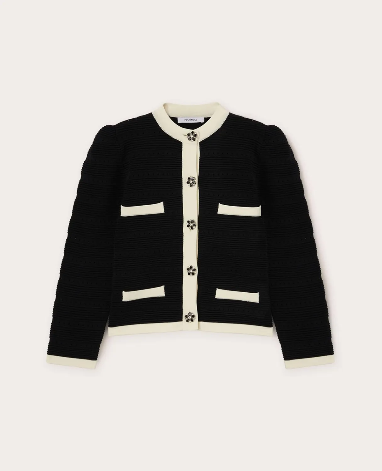 Motivi Ottoman Cardigan kurz mit Schmuckknöpfen