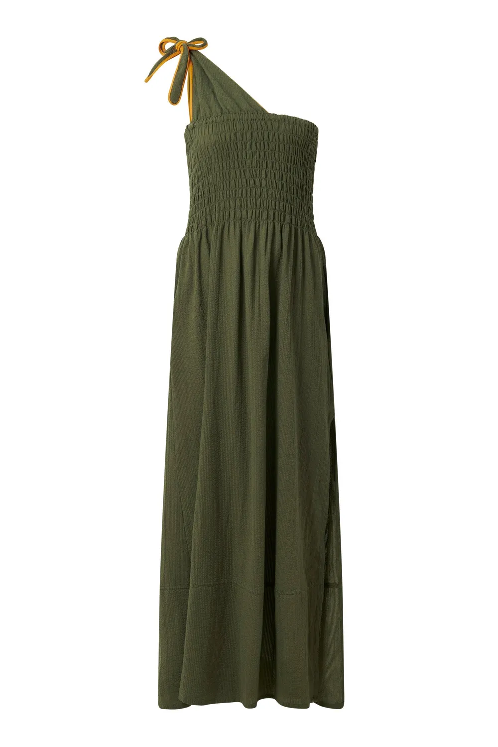 KOMODO BOMA Kleid Khaki Bio-Baumwolle Seersucker