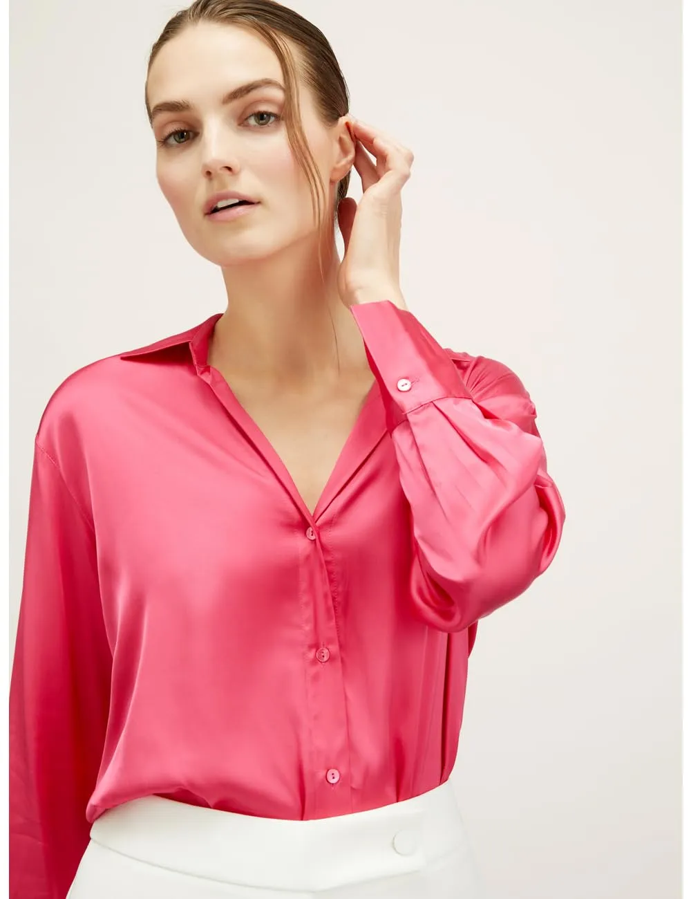 Motivi Satin-Hemdbluse Bluse uni langarm