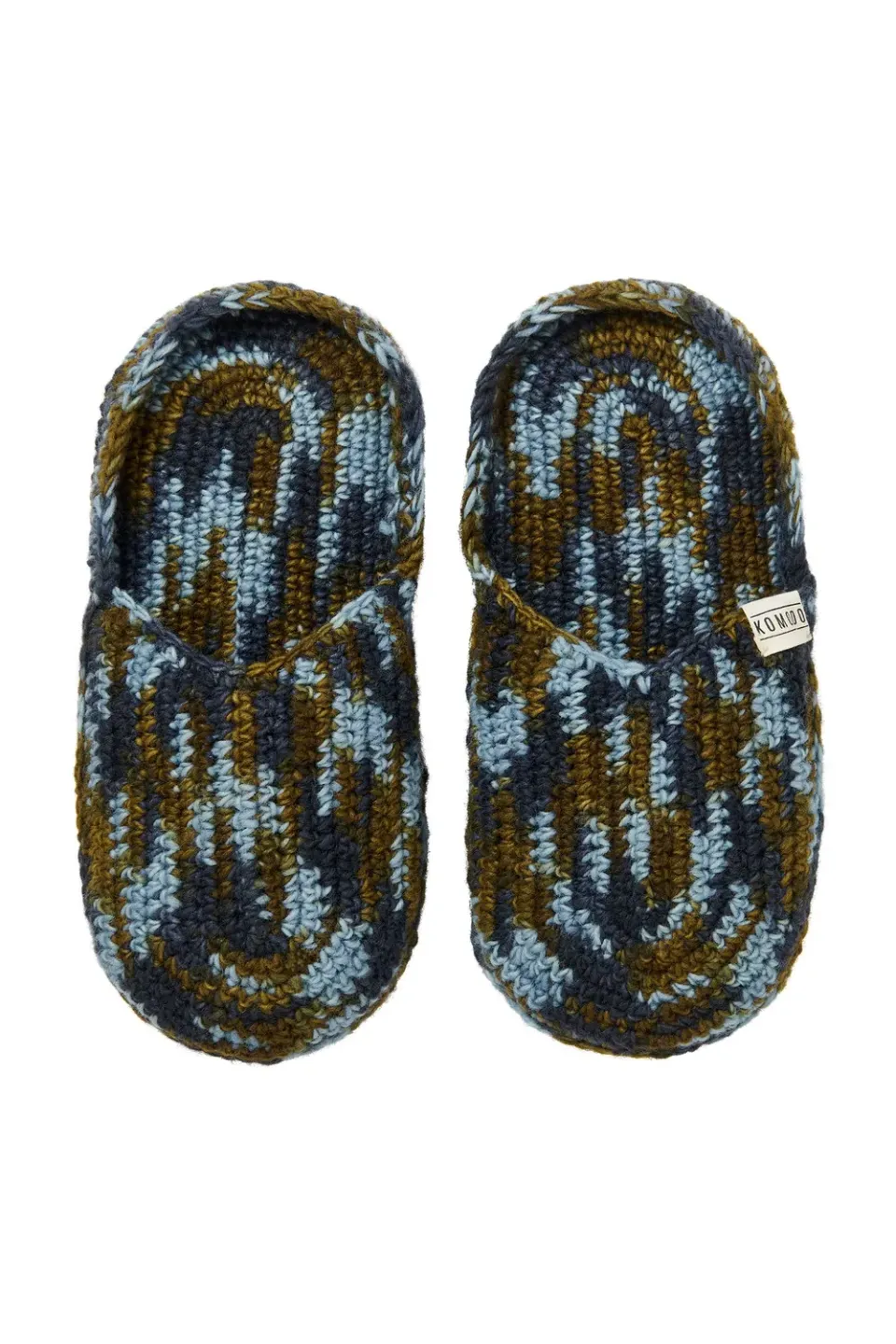 KOMODO HIDE Woll Hausschuhe blau Filzsohle