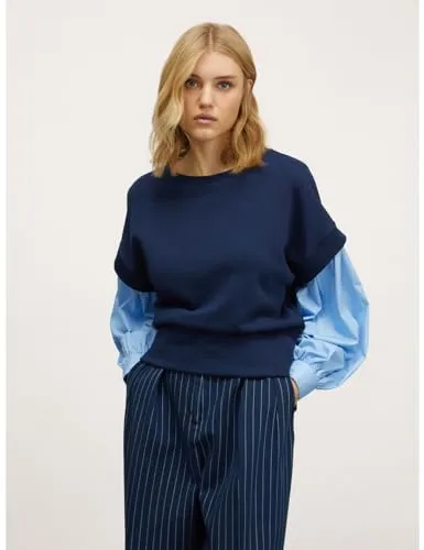 Motivi Kombi-Sweatshirt mit Hemdärmeln Sweatshirt uni