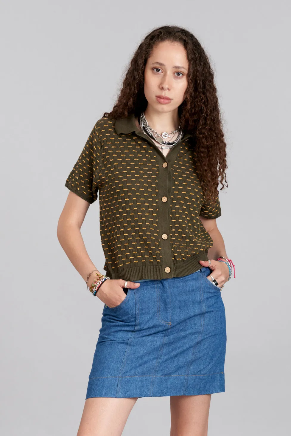 Komodo Clara Cardigan Dunkelgrün Bio-Baumwolle Tencel