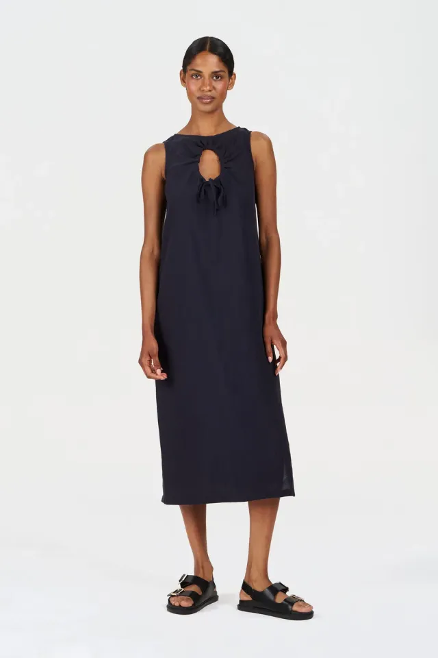 KOMODO SHANTI Kleid Navy Tencel-Leinen Gr. 2