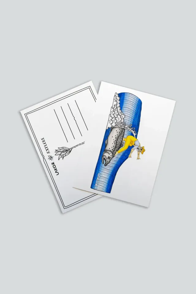 LAKOR Salmon Surfer Postkarte White Recyclingpapier